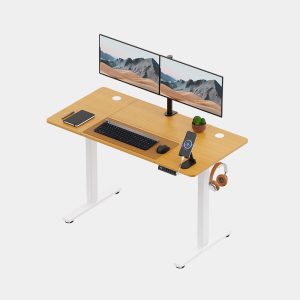 VonHaus 120 cm maple-effect and white electric desk; equipment is not included