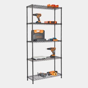 VonHaus 170 cm black wire shelving unit with five adjustable shelves
