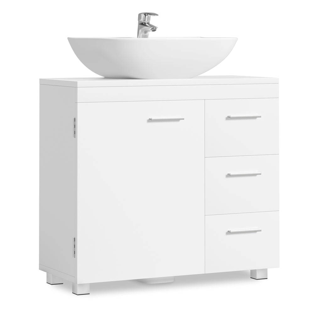 VASAGLE Under-Sink Bathroom Cabinet — Cloud White, 70 cm
