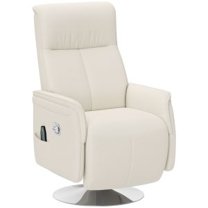 HOMCOM 10-Point Massage Recliner Armchair with Footstool — Cream
