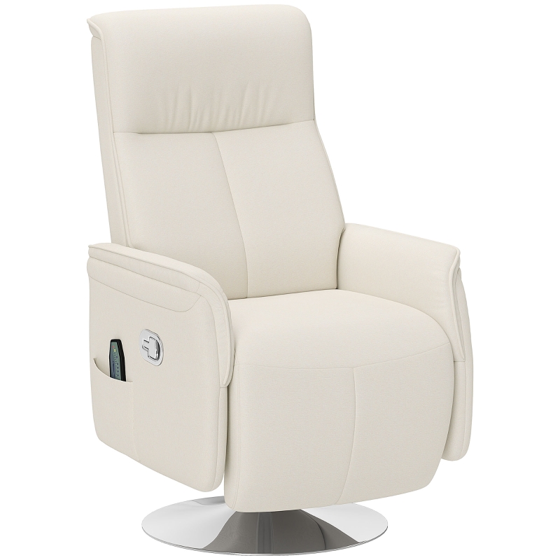 HOMCOM 10-Point Massage Recliner Armchair with Footstool — Cream