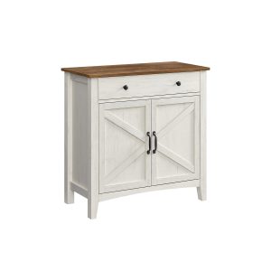 VASAGLE Storage Sideboard with Drawer — Rustic White & Honey Brown