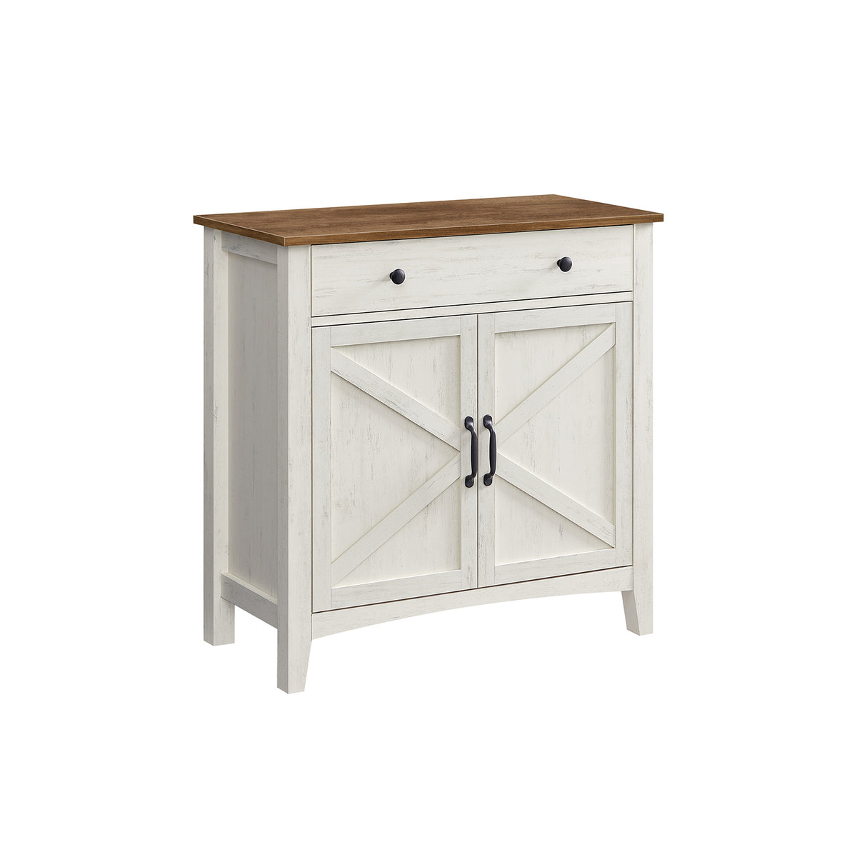VASAGLE Storage Sideboard with Drawer — Rustic White & Honey Brown