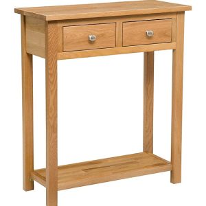 Hallowood Furniture Waverly light oak console table with two drawers and lower shelf