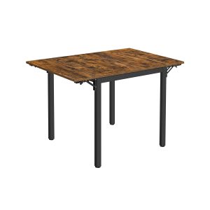 VASAGLE KDT077B01 rustic-brown folding dining table with black steel frame
