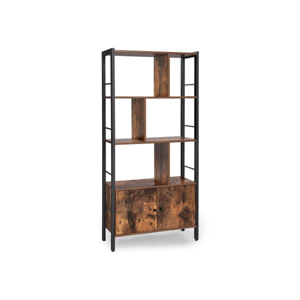 VASAGLE LBC022B01 bookcase with open shelves above a two-door cupboard
