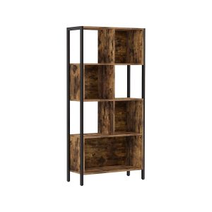 VASAGLE Industrial-Style Bookshelf — Rustic Brown
