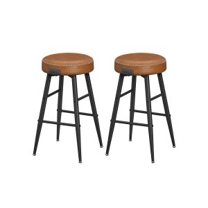 VASAGLE EKHO Bar Stools — Set of 2, Caramel Brown, 63 cm