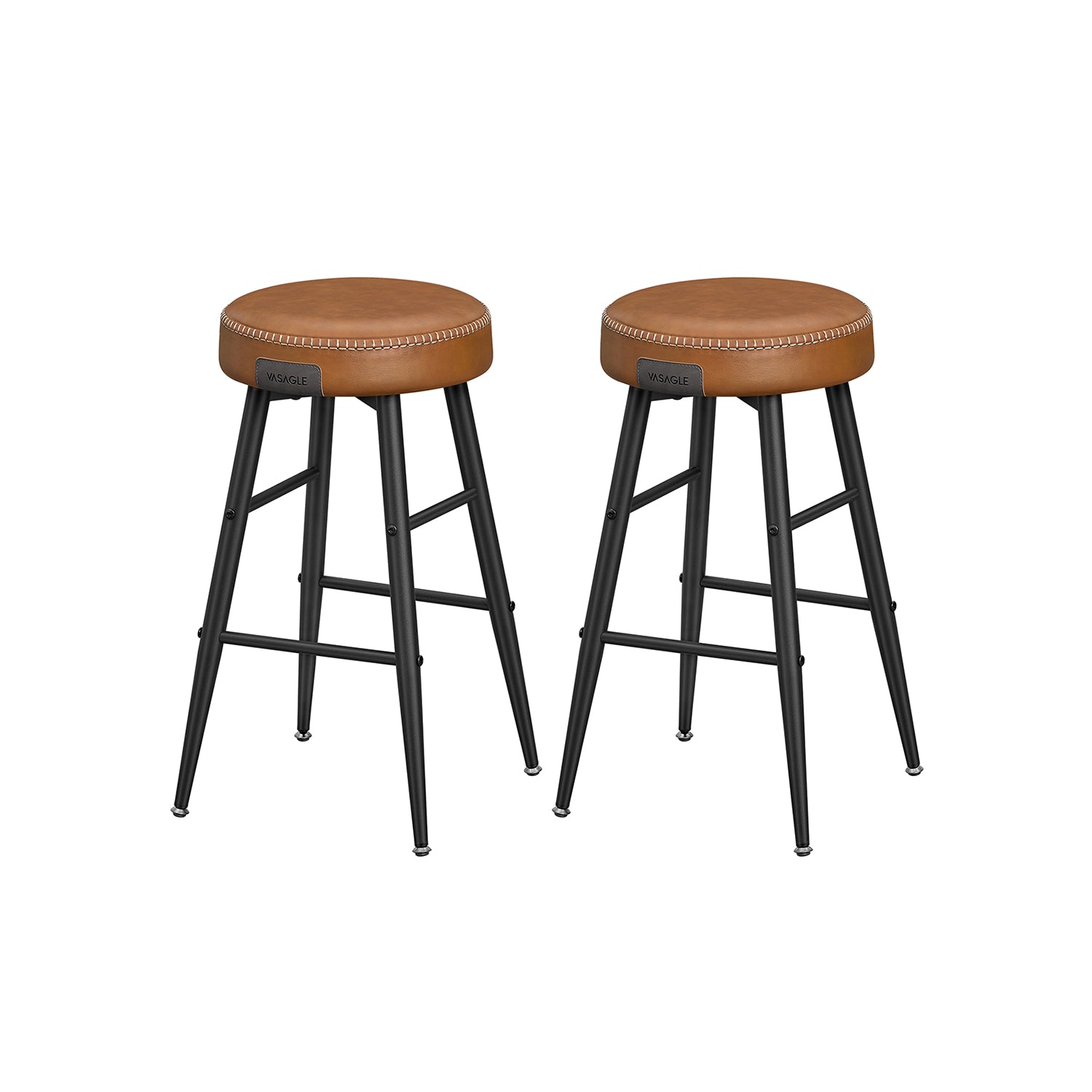 VASAGLE EKHO Bar Stools — Set of 2, Caramel Brown, 63 cm