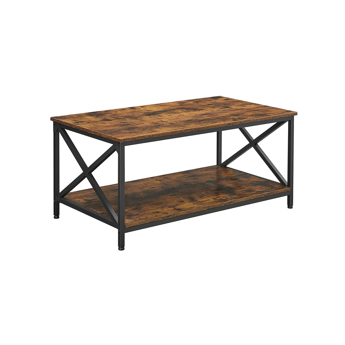 Rustic-brown VASAGLE coffee table with an open lower shelf