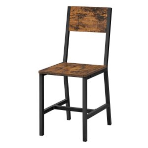 VASAGLE Industrial Dining Chairs — Set of 2, Rustic Brown & Black