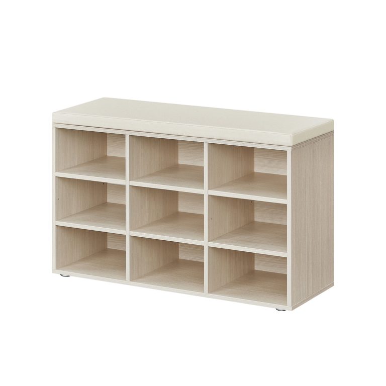 VASAGLE 9-Compartment Shoe Bench with Padded Seat — Black — additional product view