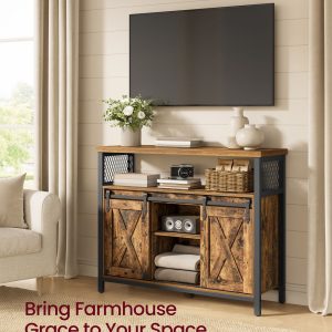 VASAGLE Industrial Dining Sideboard — Rustic Brown & Black