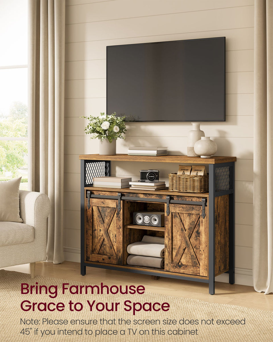 VASAGLE Industrial Dining Sideboard — Rustic Brown & Black