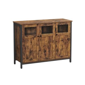 VASAGLE Sideboard — Rustic Brown & Black