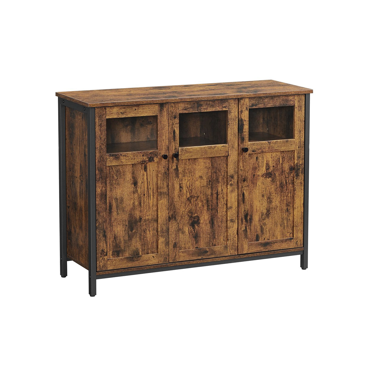 VASAGLE Sideboard — Rustic Brown & Black