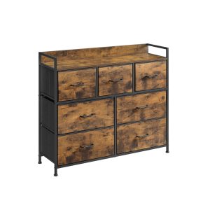 SONGMICS Bellah LTS137B01 rustic-brown and black dresser with seven fabric drawers