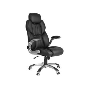 SONGMICS OBG65BKUK ink-black padded office and gaming chair with adjustable headrest and fold-up armrests
