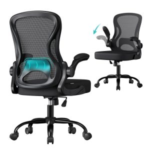 SONGMICS Ergonomic Office Chair with Flip-Up Armrests — Ink Black