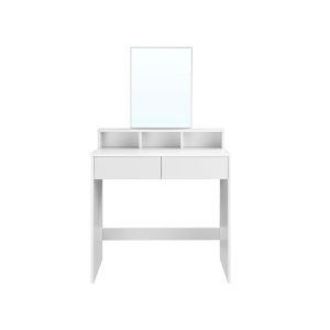 VASAGLE Rectangular Mirror Dressing Table — White, 80 cm