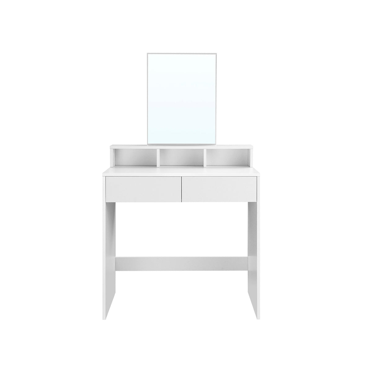 VASAGLE Rectangular Mirror Dressing Table — White, 80 cm