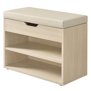 VASAGLE Shoe Storage Bench with Cushion — Natural Beige