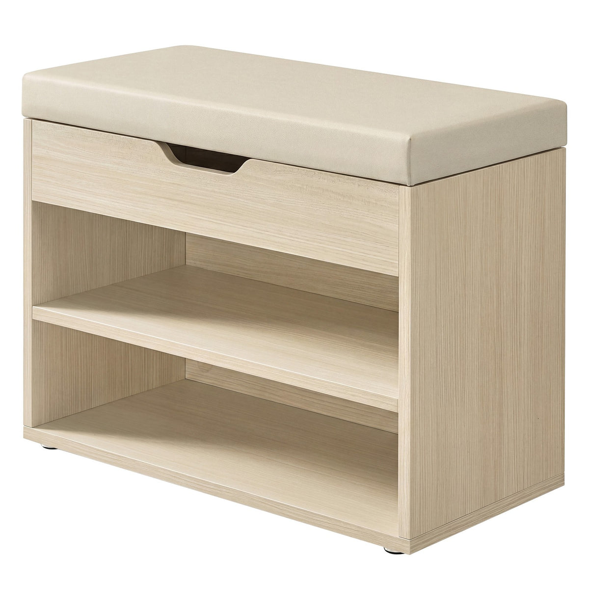 VASAGLE Shoe Storage Bench with Cushion — Natural Beige