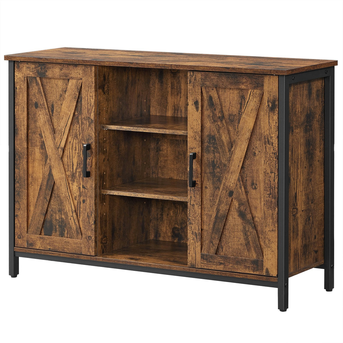 VASAGLE Sideboard with Barn Doors — Rustic Brown & Black