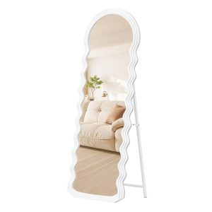 SONGMICS Irregular Wavy Full-Length Mirror with Stand — White