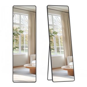 SONGMICS Full-Length Rectangle Mirror with Stand — Ink Black, 150 × 40 cm