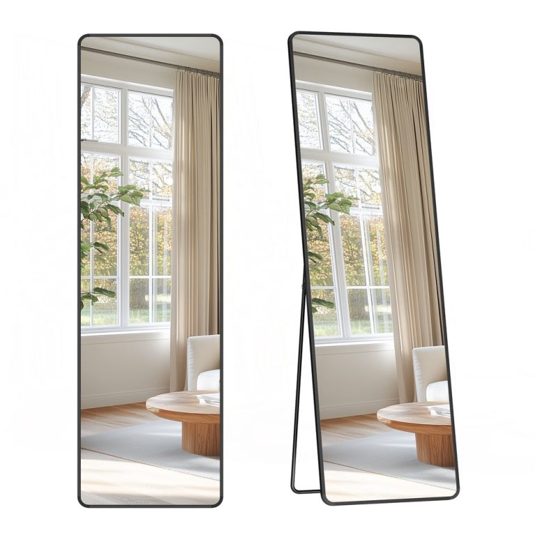 SONGMICS Full-Length Rectangle Mirror with Stand — Ink Black, 150 × 40 cm