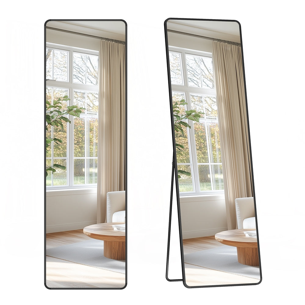 SONGMICS Full-Length Rectangle Mirror with Stand — Ink Black, 150 × 40 cm