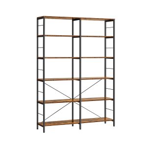 VASAGLE 6-Tier Bookshelf — Rustic Brown & Black