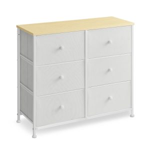 SONGMICS 6-Drawer Fabric Chest — White & Oak