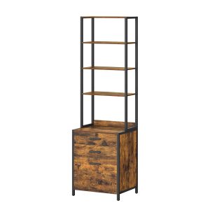 VASAGLE 3-Drawer Office Storage Cabinet with Adjustable Shelves — Rustic Brown