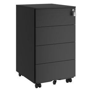 SONGMICS 4-Drawer Lockable Steel Filing Cabinet with Castors — Black