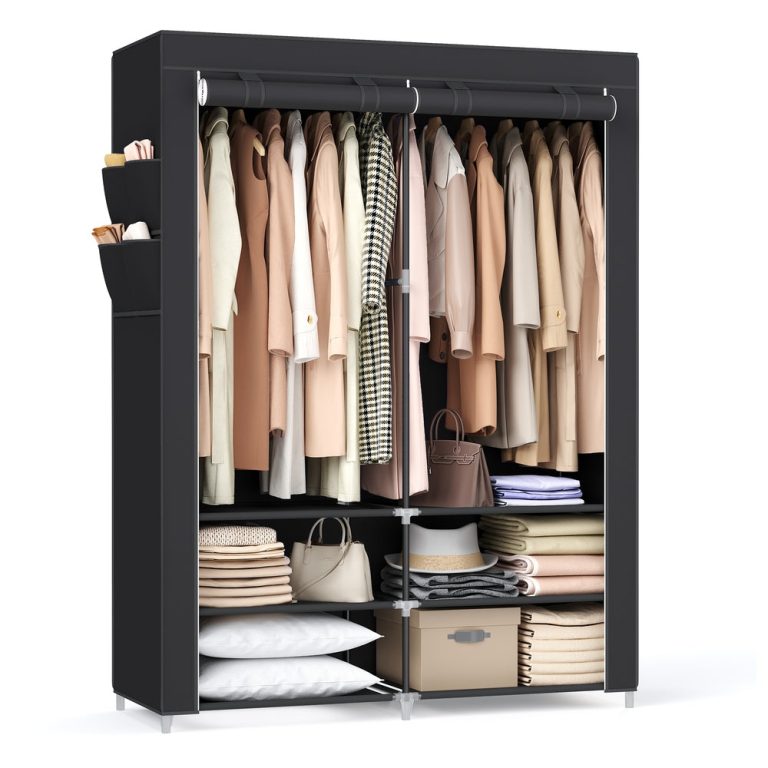 SONGMICS Portable Wardrobe with 2 Hanging Rails — Black