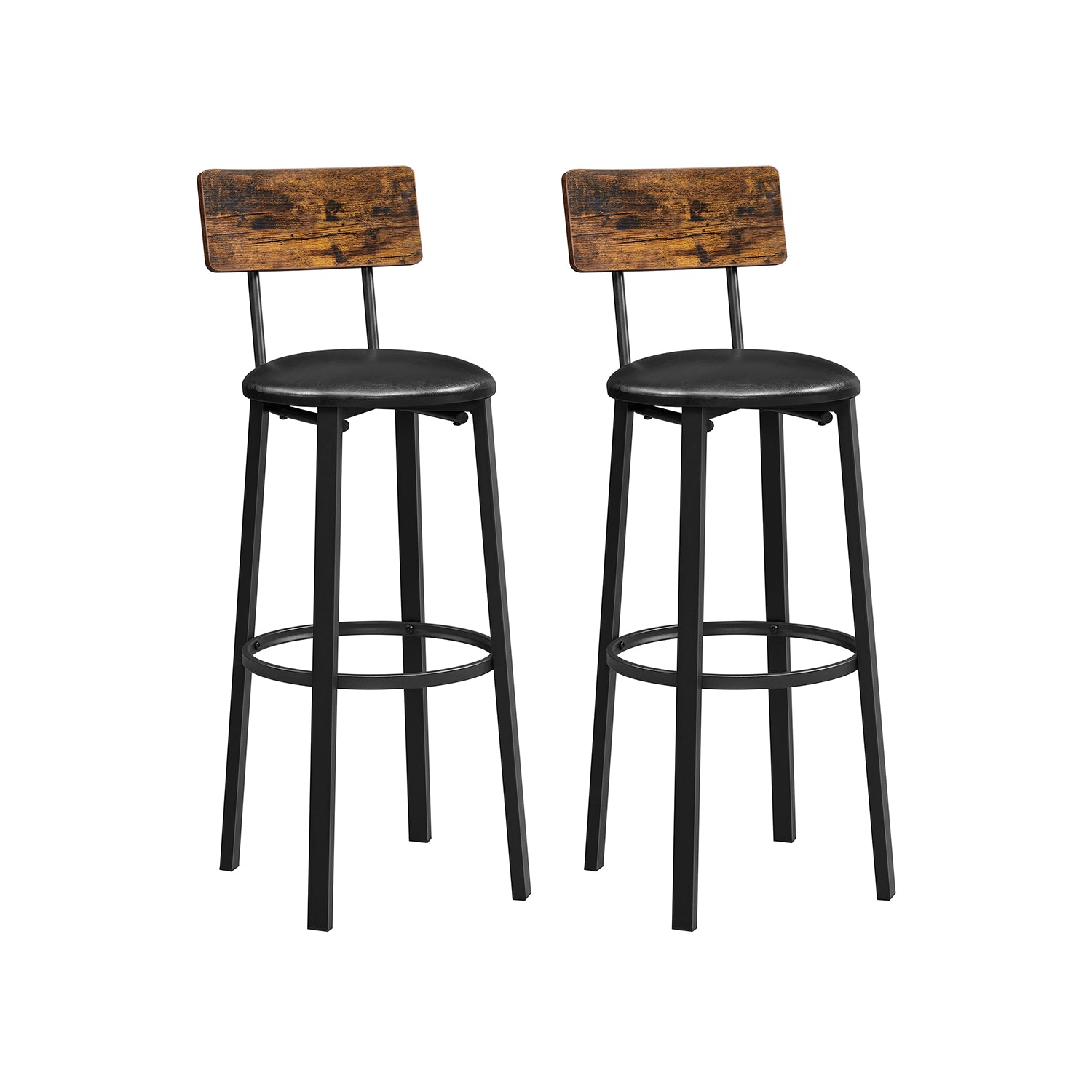 VASAGLE PU Upholstered Bar Stools — Set of 2