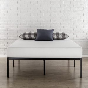 Zinus Van black double metal platform bed frame with steel slats and under-bed storage clearance