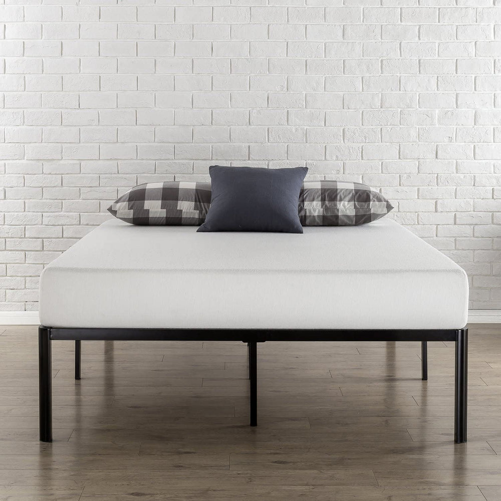 Zinus Van black double metal platform bed frame with steel slats and under-bed storage clearance