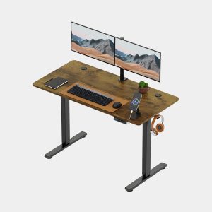 VonHaus 120 cm walnut-effect and black electric standing desk; computer equipment is not included