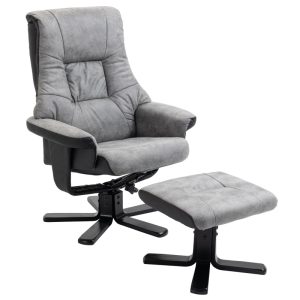HOMCOM Swivel Recliner Armchair with Footstool — Grey