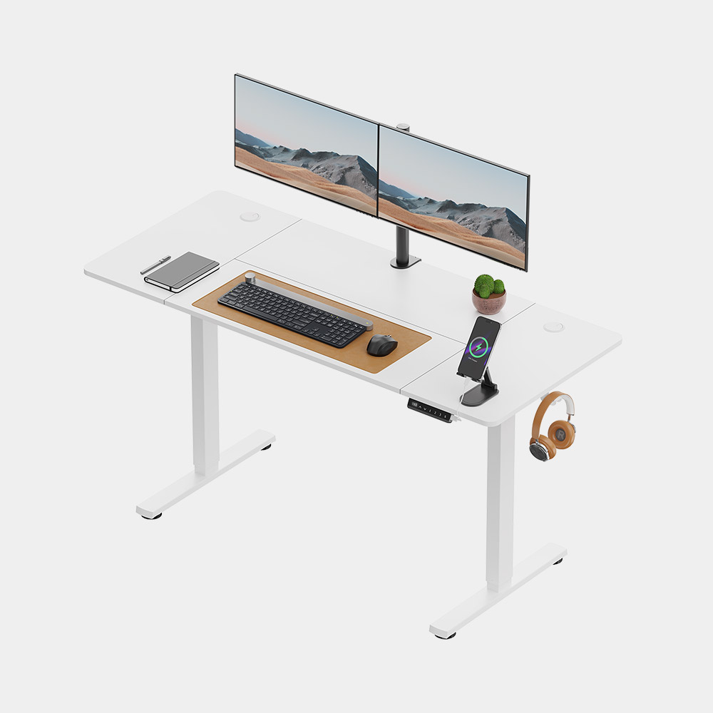 VonHaus white 140 cm electric standing desk; styling equipment is not included