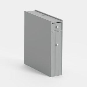 VonHaus Shrewsbury grey slim bathroom cabinet with drawer and pull-out storage