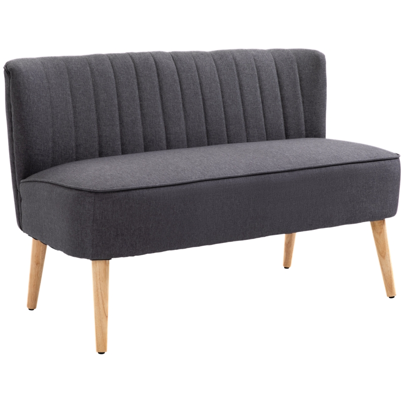 HOMCOM Compact 2-Seater Loveseat Sofa — Dark Grey, 117 cm