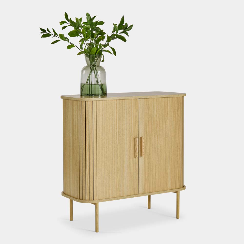 VonHaus Landos light wood-effect tambour sideboard, 80 cm wide