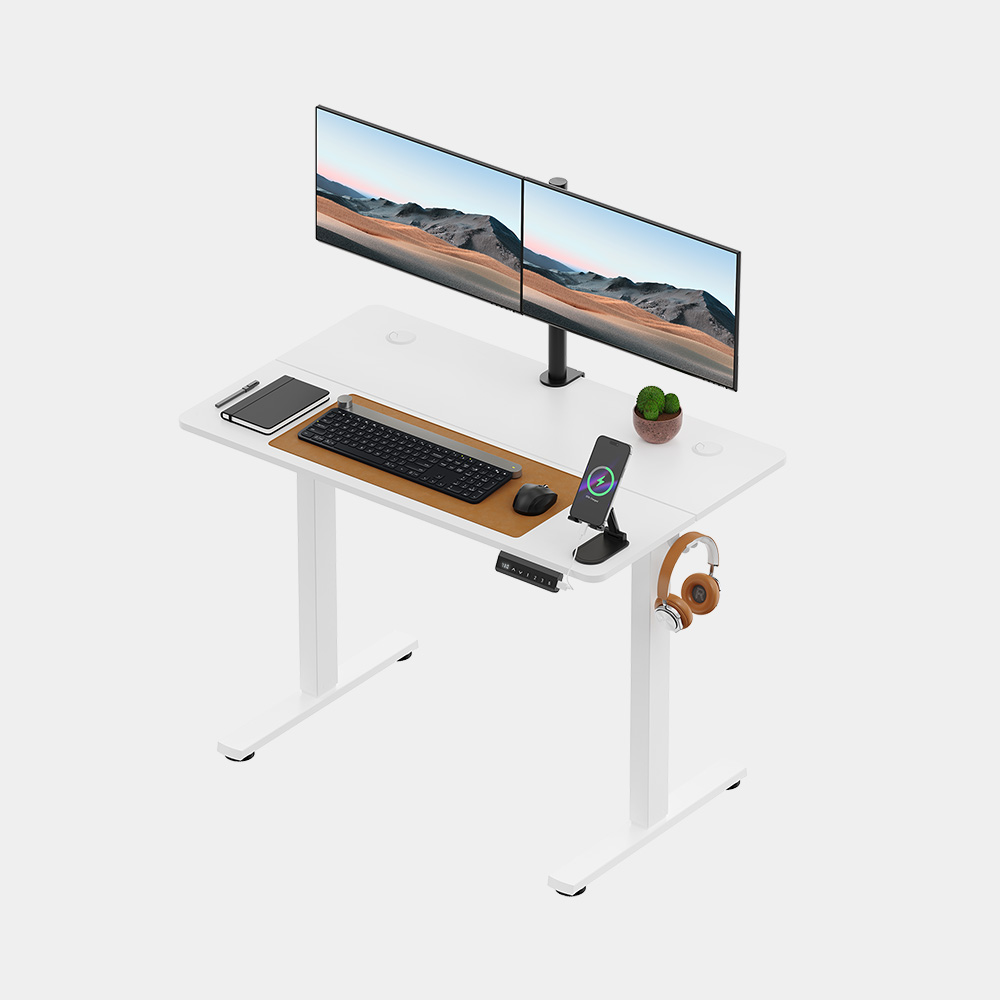 VonHaus white 100 × 60 cm standing desk; computer equipment and accessories shown are not included